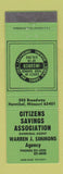 Matchbook Cover - Citizens Savings Association Hannibal MO