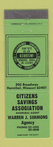 Matchbook Cover - Citizens Savings Association Hannibal MO