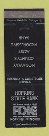 Matchbook Cover - Hopkins State Bank MO