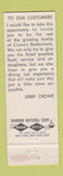 Matchbook Cover - Crowe's Restaurants Cassville MO