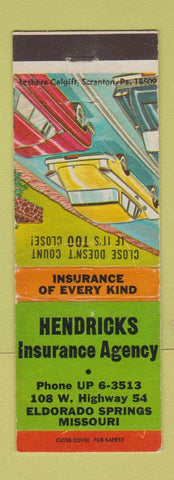 Matchbook Cover - Hendricks Insurance Agency Eldorado Springs MO