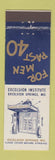 Matchbook Cover - Excelsior Institute Excelsior Springs MO For Men Past 40