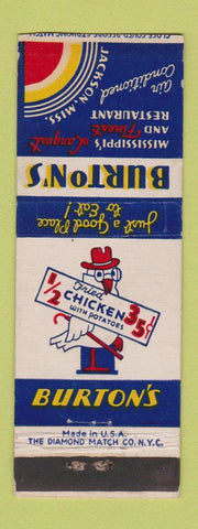 Matchbook Cover - Burton's Fried Chicken Jackson MS WORN