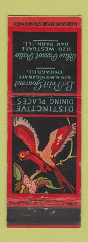 Matchbook Cover - Le Petit Gourmet Restaurant Chicago Oak Park IL parrot
