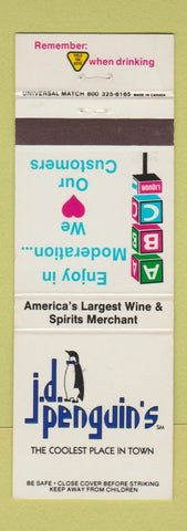 Matchbook Cover - JD Penguin's Liquor