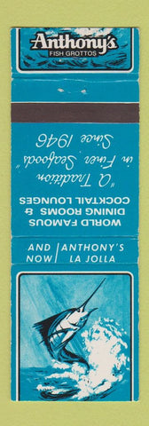 Matchbook Cover - Anthony's Fish Grotto La Jolla CA San Diego La Mesa