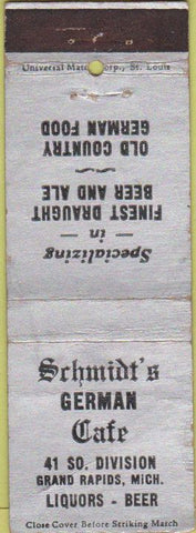 Matchbook Cover - Schmidt's German Cafe Grand Rapids MI WEAR