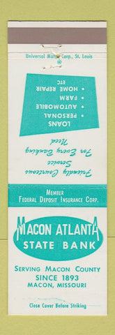 Matchbook Cover - Macon Atlanta State Bank Macon MO