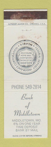 Matchbook Cover - Bank of Middletown MO WORN