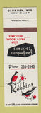 Matchbook Cover - Robbins Restaurant Oshkosh WI bird