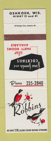 Matchbook Cover - Robbins Restaurant Oshkosh WI bird