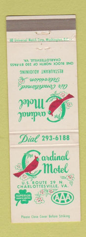 Matchbook Cover - Cardinal Motel Charlottesville VA WEAR