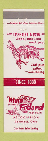 Matchbook Cover - Main Federal Savings and Loan Columbus OH