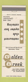 Matchbook Cover - Golden Creek Restaurant Galveston TX