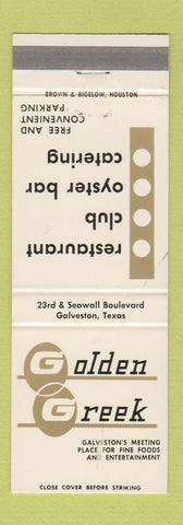 Matchbook Cover - Golden Creek Restaurant Galveston TX