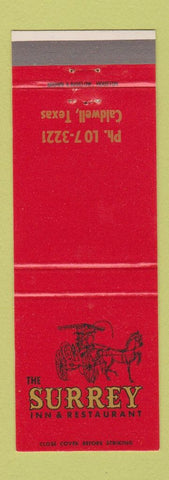 Matchbook Cover - The Surrey Inn Restaurant Caldwell TX