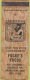 Matchbook Cover - Focke's Foods Bridgetown OH