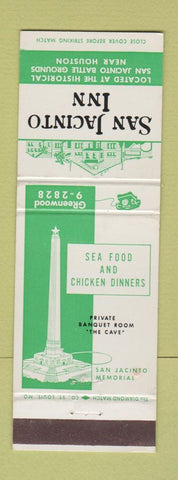 Matchbook Cover - San Jacinto Inn TX Houston