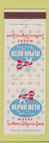 Matchbook Cover - Alpha Beta Grocery Stores CA Southern WEAR