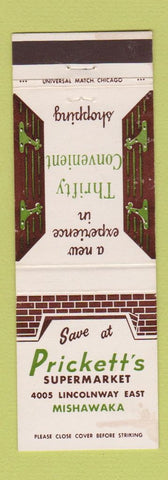 Matchbook Cover - Prickett's Grocery Mishawaka IN WEAR