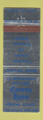 Matchbook Cover - Corona Hotel Edmonton AB WEAR