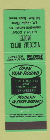 Matchbook Cover - Victoria Hotel Motel Barrington Passage NS