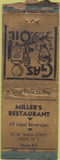Matchbook Cover - Miller's Restaurant Ilion NY Safety First BOBTAIL POOR