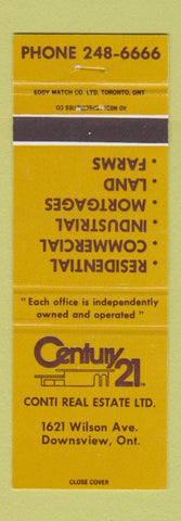Matchbook Cover - Century 21 Real Estate Downsview ON