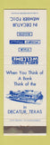 Matchbook Cover - The First National Bank Decatur TX