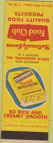 Matchbook Cover - Food Club Margarine Chicago IL
