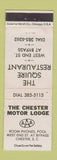 Matchbook Cover - Chester Motor Lodge Squire Restaurant Chester SC WEAR