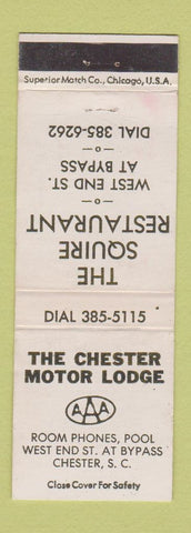 Matchbook Cover - Chester Motor Lodge Squire Restaurant Chester SC WEAR