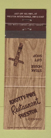 Matchbook Cover - Knotty Pine Restaurant Preston ON Totem