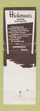 Matchbook Cover - Hickman's Motel Restaurant Aspermont TX WEAR