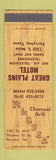 Matchbook Cover - Great Plains Motel Perryton TX Rhodes' Grill