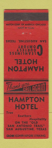 Matchbook Cover - Hampton Hotel San Augustine TX