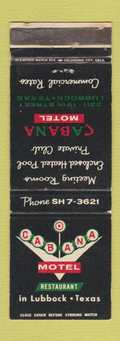 Matchbook Cover - Cabana Motel Lubbock TX restaurant WEAR