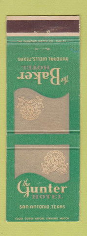 Matchbook Cover - Gunter Hotel San Antonio TX Mineral Wells TX Baker Hotel