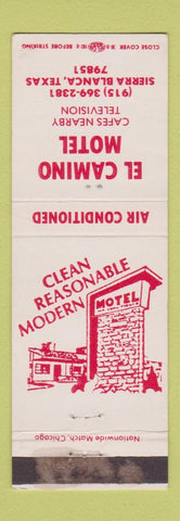 Matchbook Cover - El Camino Motel Sierra Blanca TX WEAR