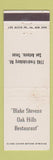 Matchbook Cover - Blake Stevens Oak Hills Restaurant San Antonio TX WEAR