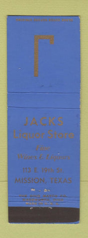 Matchbook Cover - Jacks Liquor Store Mission TX