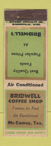 Matchbook Cover - Bridwell Coffee Shop McCamey TX WEAR
