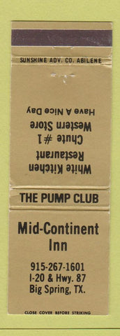 Matchbook Cover - Mid Continent Inn Big Spring TX WORN