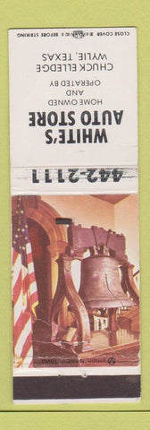 Matchbook Cover - White's Auto Store parts Wylie TX WORN