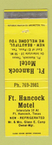 Matchbook Cover - Fort Hancock Motel TX WEAR