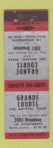 Matchbook Cover - Grande Courts Motel San Antonio TX WEAR