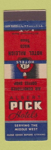 Matchbook Cover - Hotel Raleigh Waco TX Albert Pick