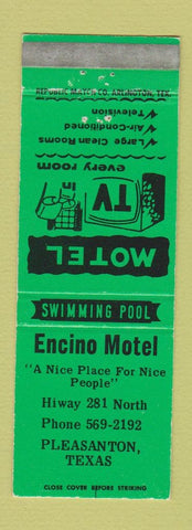 Matchbook Cover - Encino Motel Pleasanton TX