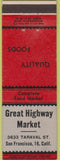 Matchbook Cover - Great Highway Market San Francisco CA grocery
