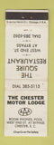 Matchbook Cover - Chester Motor Lodge Squire Restaurant Chester SC WEAR